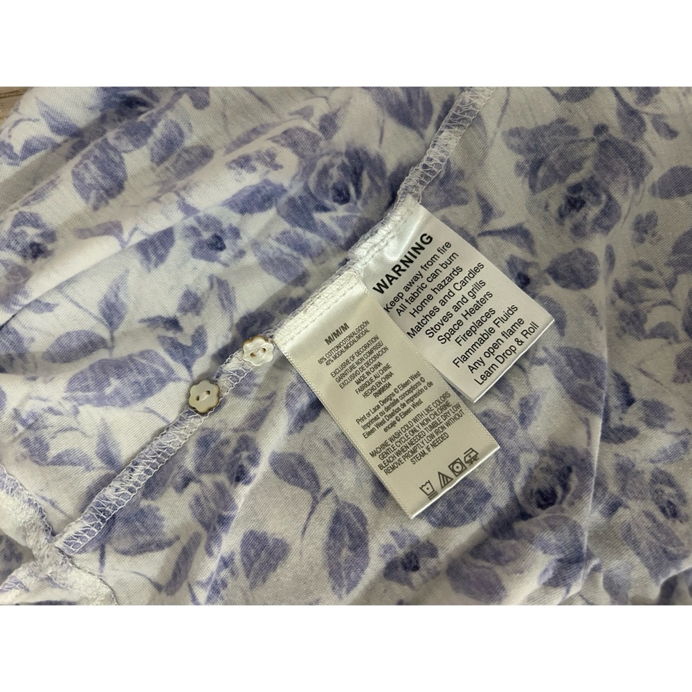 Eileen West Soft Cotton Cap Sleeve Nightgown Size Medium White Lavender Floral - Picture 5 of 7